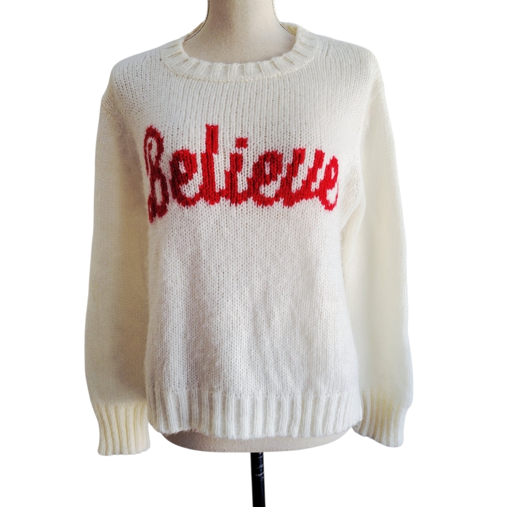 Wooden Ships Believe‎ Lightweight Crew Neck Sweater Cream Red Size XS/S